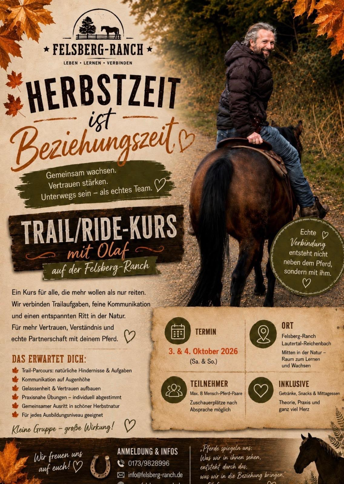 Flyer zum Trail-Ride-Kurs mit Olaf am 3. und 4. Oktober 2026